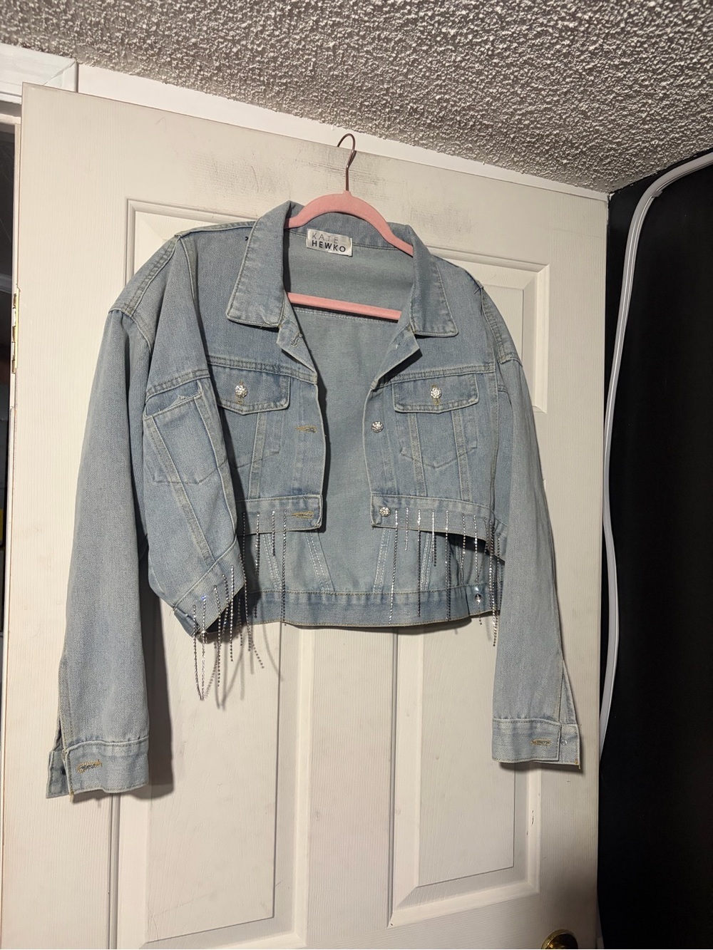 Kate Hewko rhinestone fringe jean jacket
